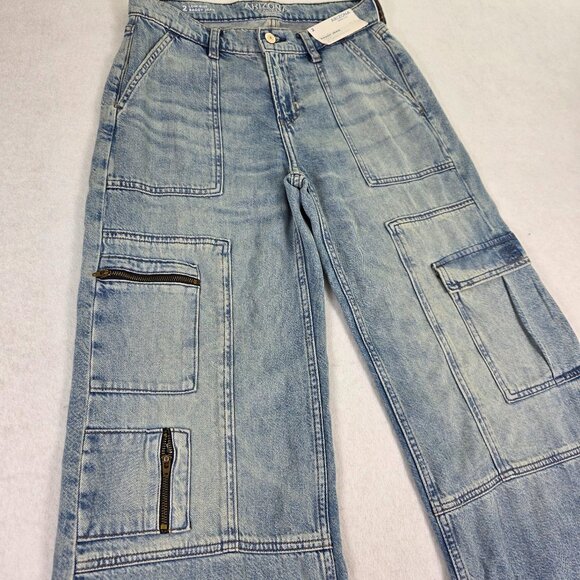 Arizona Jean Company Pants - Arizona Jean Co Low Rise Baggy Cargo Jeans Size 2 Light Wash NWT